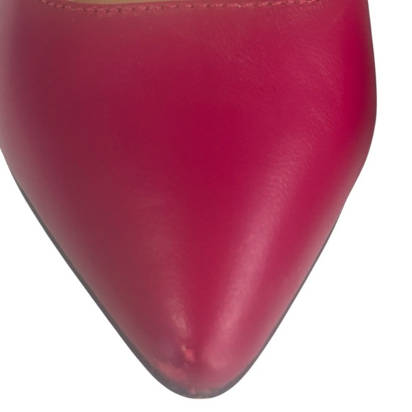 Adrienne Vittadina Fanie Pink Leather Kitten Heel Scalloped Pumps Career SZ 6.5 - Picture 9 of 13